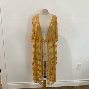 Mustard yellow sheer kimono